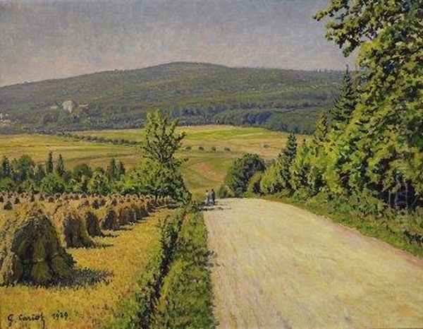 Summerday In The Country. Signed And Dated Lower Left: G. Cariot 1929 Oil Painting by Gustave Cariot