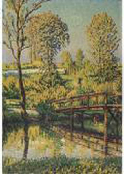 Les Bords De L'yerres A Perigny Oil Painting by Gustave Cariot