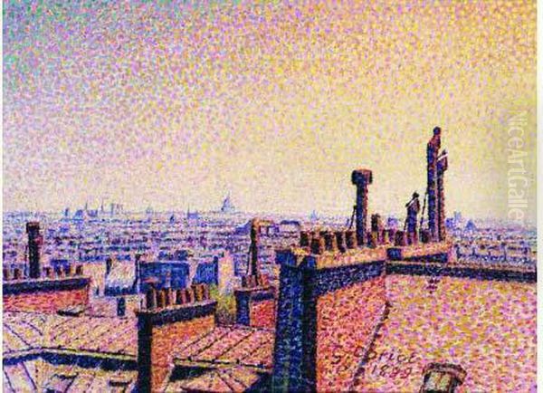 Les Toits De Paris En Soiree Oil Painting by Gustave Cariot