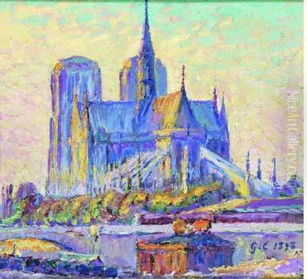 Paris, Notre-dame, Vue Du Port Aux Vins, Passee 4 Heures 1 / 2, Automne Oil Painting by Gustave Cariot