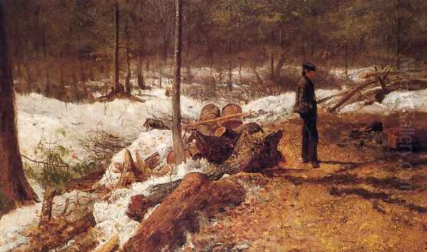 A Boy in the Maine Woods Oil Painting by Eastman Johnson