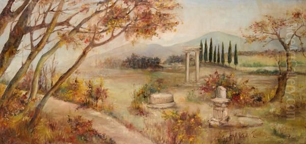 Paesaggio Con Rovine Oil Painting by Onorato Carlandi