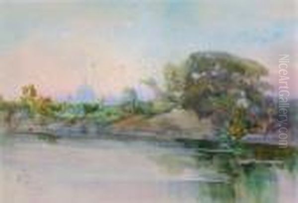 Veduta Di Roma Dal Tevere Oil Painting by Onorato Carlandi