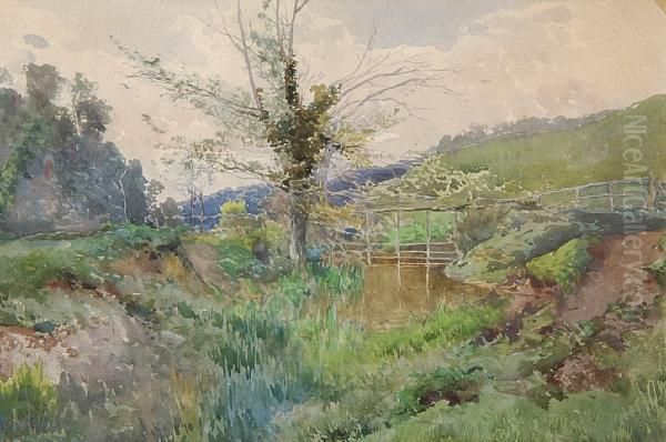 Wooded Landscape With Bridge Oil Painting by Onorato Carlandi