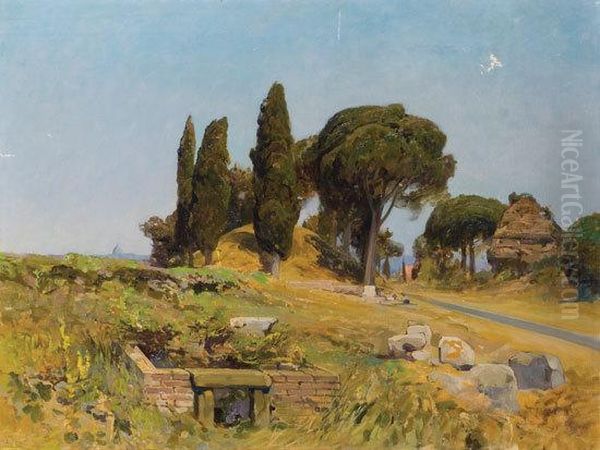 La Via Appia Oil Painting by Onorato Carlandi