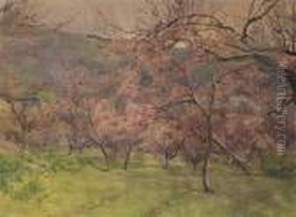 Alberi In Fiore A Nemi Oil Painting by Onorato Carlandi