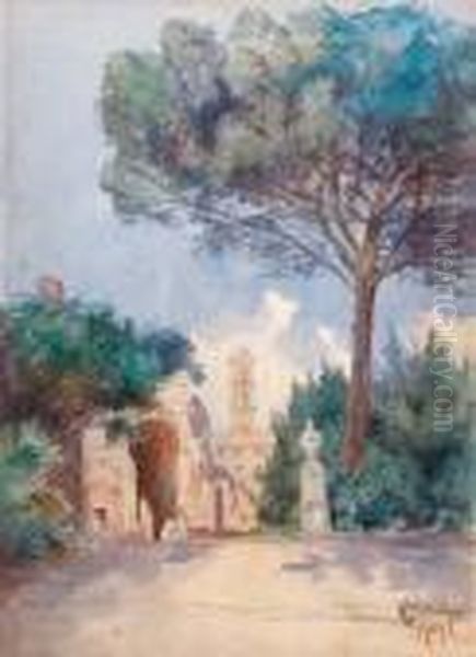 Villa Romana Oil Painting by Onorato Carlandi