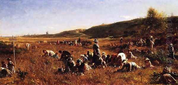 The Cranberry Harvest, Island of Nantucket Oil Painting by Eastman Johnson