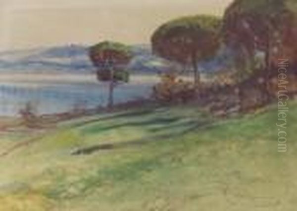 Il Lago Di Bracciano Oil Painting by Onorato Carlandi