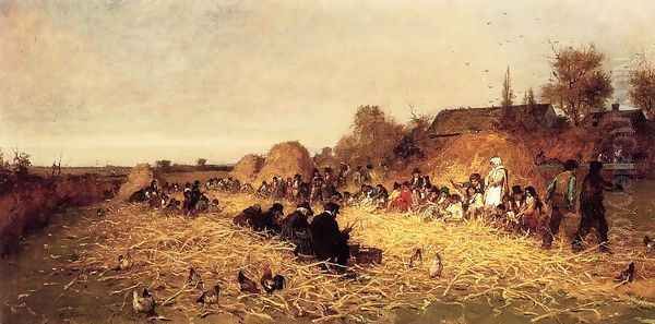 Husking Bee, Island of Nantucket Oil Painting by Eastman Johnson