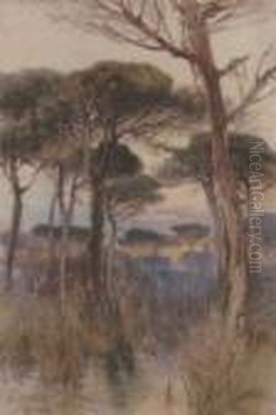 Roman Campagna Oil Painting by Onorato Carlandi