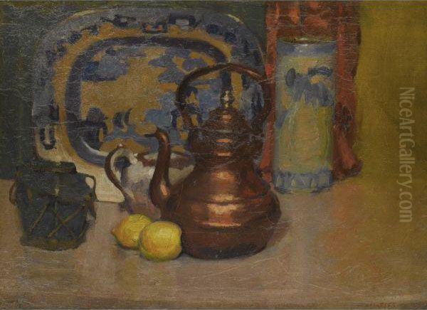 Still Life With Copper Kettle Oil Painting by Arthur Beecher Carles