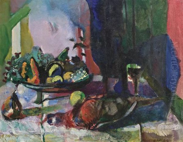 Still Life With Fruit And Glass Oil Painting by Arthur Beecher Carles