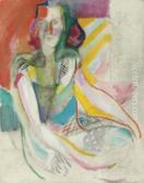 Abstract Seated Figure Oil Painting by Arthur Beecher Carles