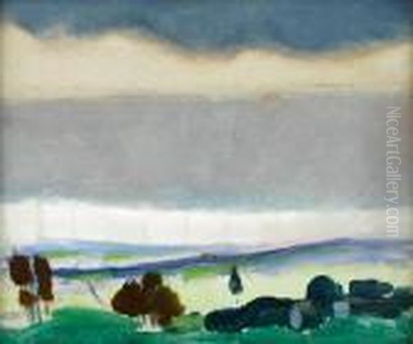 Landscape, Stormy Sky Oil Painting by Arthur Beecher Carles