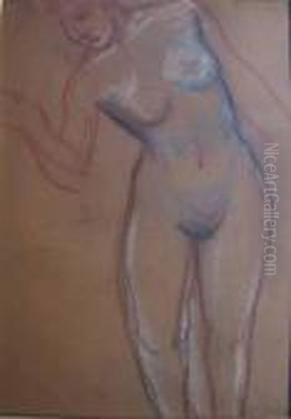 Standing Nude, No. 172 Sketchbook Oil Painting by Arthur Beecher Carles