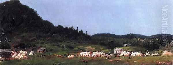 Camp Scene at Grand Portage Oil Painting by Eastman Johnson