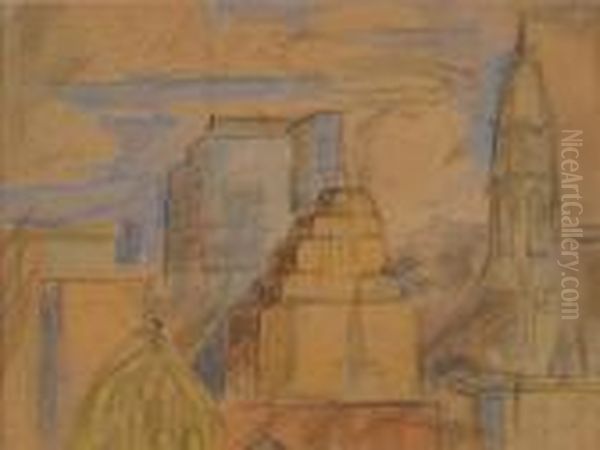 Philadelphia Skyline Oil Painting by Arthur Beecher Carles