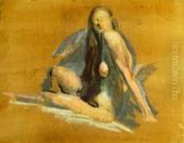 Seated Nude With Fallen Hair Oil Painting by Arthur Beecher Carles