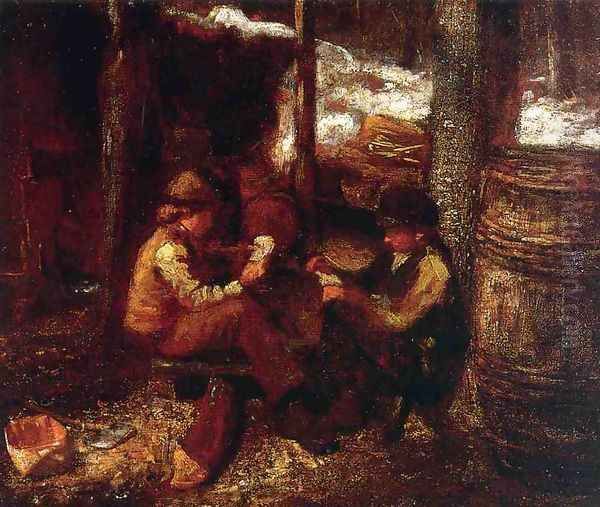 At the Maple Sugar Camp Oil Painting by Eastman Johnson