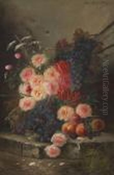 Composition Aux Roses Etraisins Oil Painting by Max Carlier