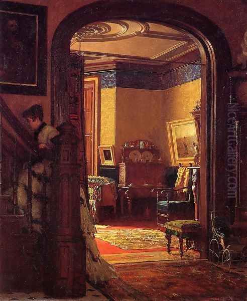 Not at Home Oil Painting by Eastman Johnson