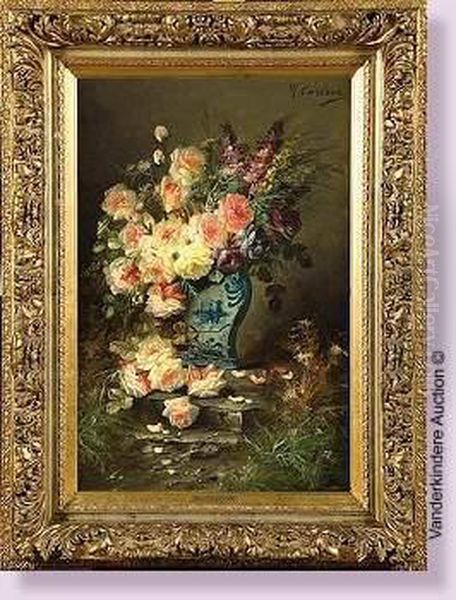 Vase De Fleurs Oil Painting by Max Carlier