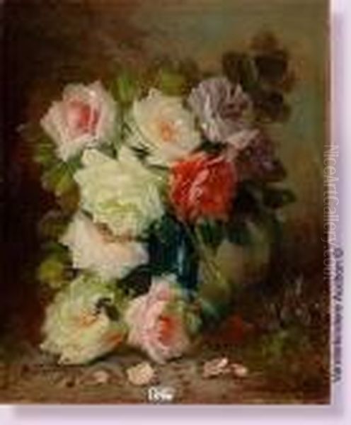 Vase De Roses Oil Painting by Max Carlier