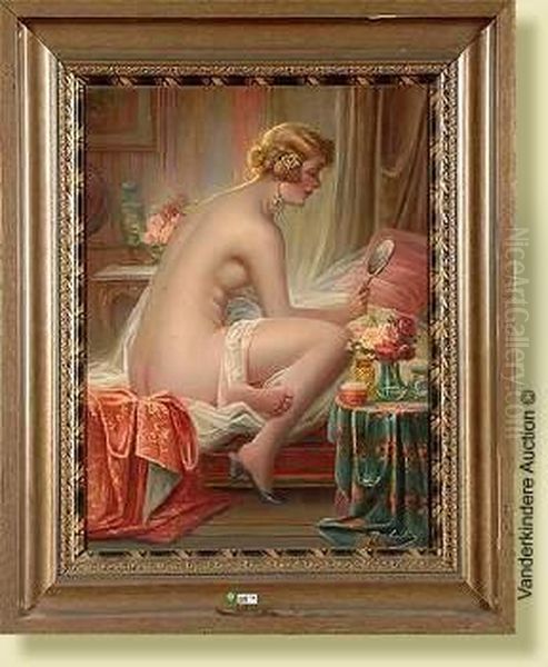 Nu A Sa Toilette Oil Painting by Max Carlier