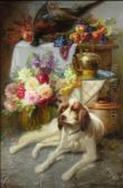 Stilleben Mit Jagdhund Oil Painting by Max Carlier