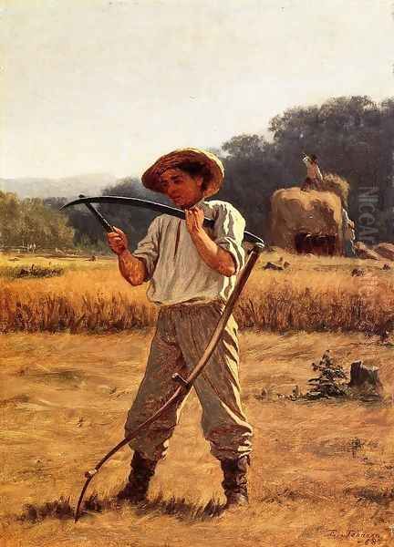 Man with Sythe Oil Painting by Eastman Johnson