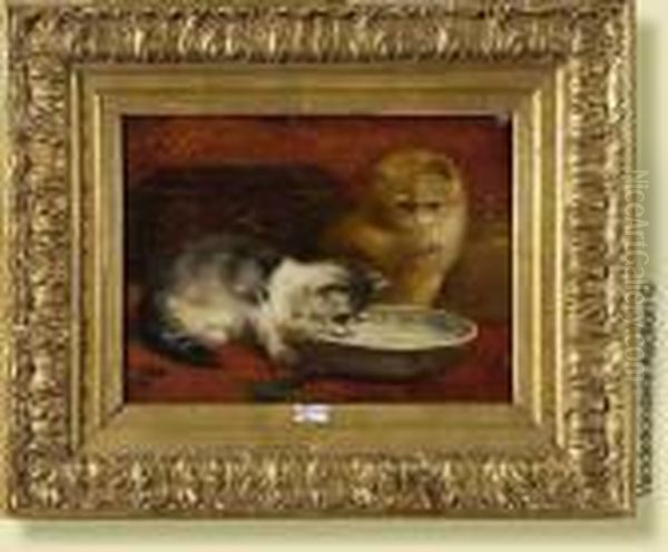 Chatons Au Bol De Lait Oil Painting by Max Carlier