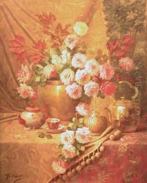 Cascading Roses Oil Painting by Max Carlier