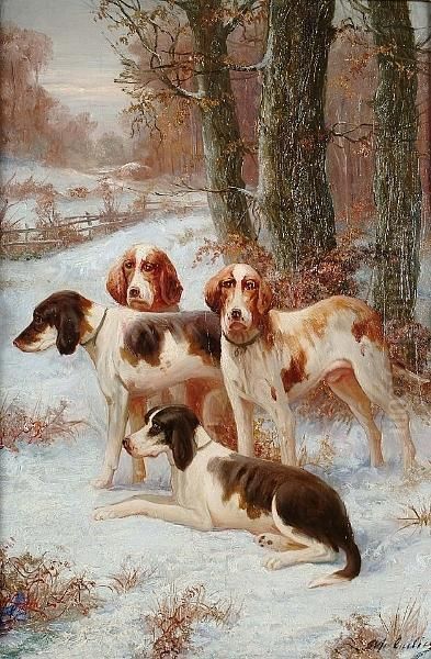 A Walk In The Snow Oil Painting by Max Carlier