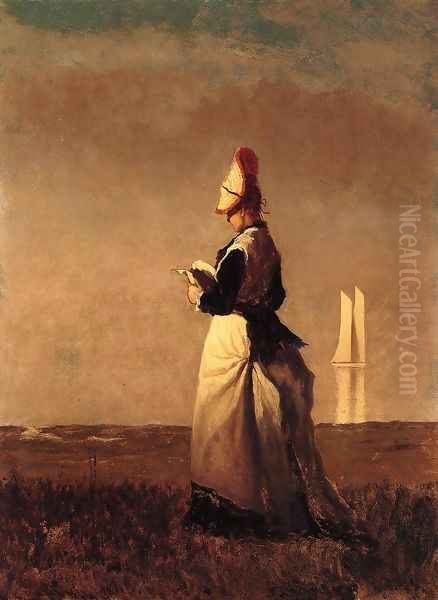 Woman Reading Oil Painting by Eastman Johnson