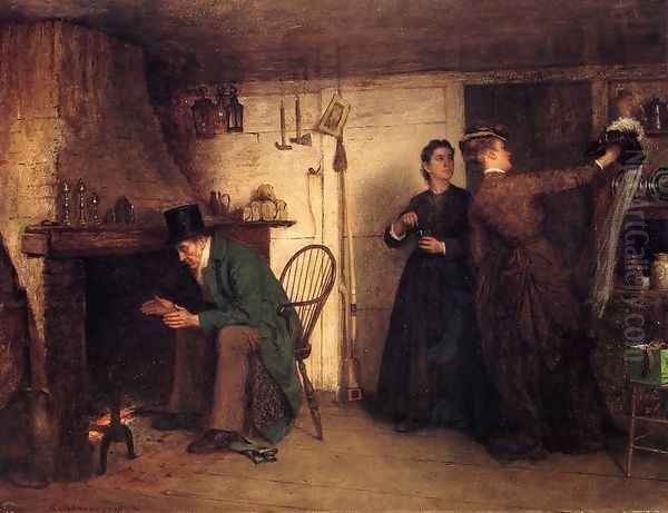 The New Bonnet Oil Painting by Eastman Johnson