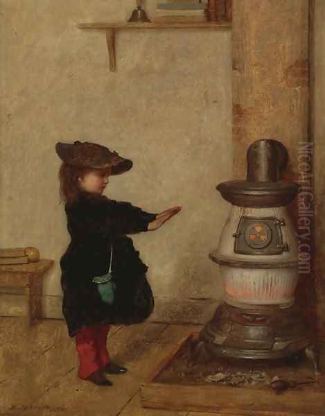 Warming her Hands Oil Painting by Eastman Johnson