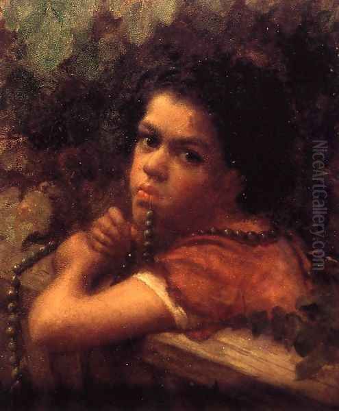 Hannah amidst the Vines Oil Painting by Eastman Johnson