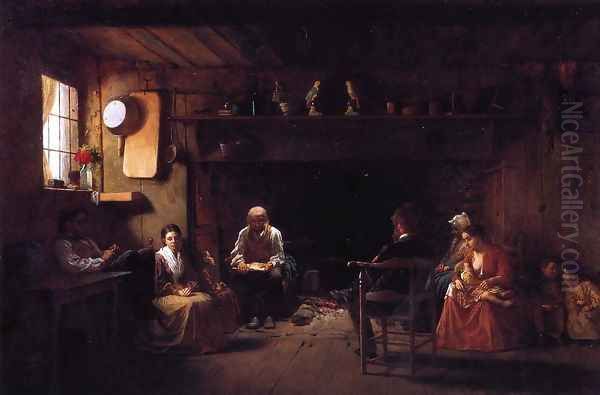 Sunday Morning Oil Painting by Eastman Johnson