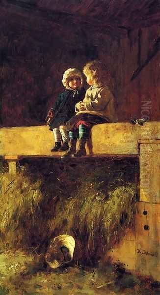 The Confab Oil Painting by Eastman Johnson