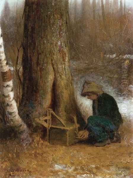 Setting the Trap Oil Painting by Eastman Johnson