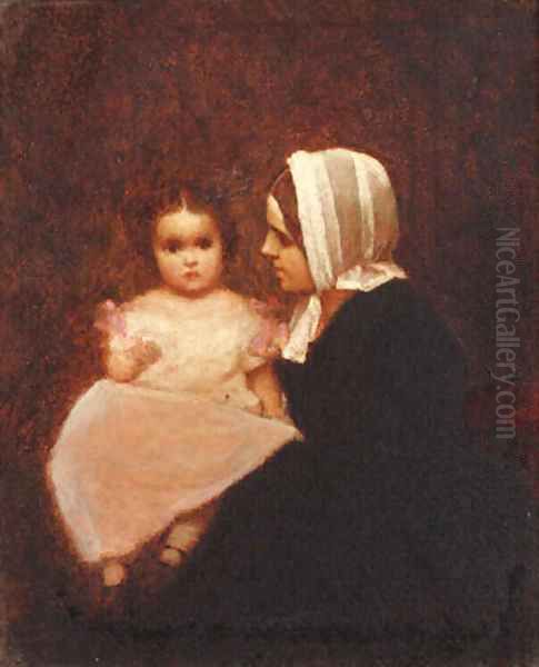 Untitled Oil Painting by Eastman Johnson