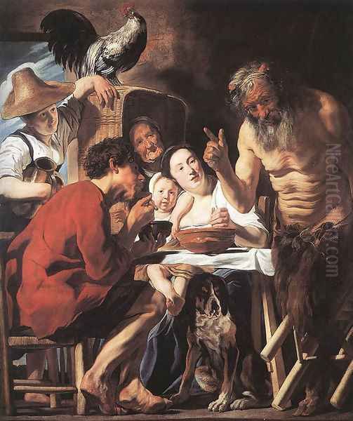 Satyr And Peasant Oil Painting by Jacob Jordaens