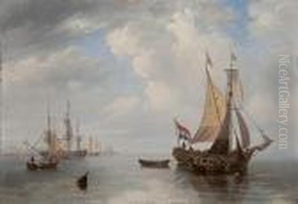 Shipping Scene In Calm Seas Oil Painting by John Wilson Carmichael