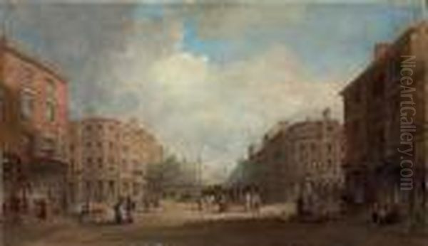 A Proposed Scheme For A New Street, Newcastle Oil Painting by John Wilson Carmichael