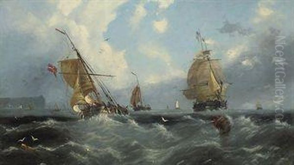 Fishing Boats Oil Painting by John Wilson Carmichael