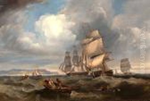 Shipping Off Coast Oil Painting by John Wilson Carmichael