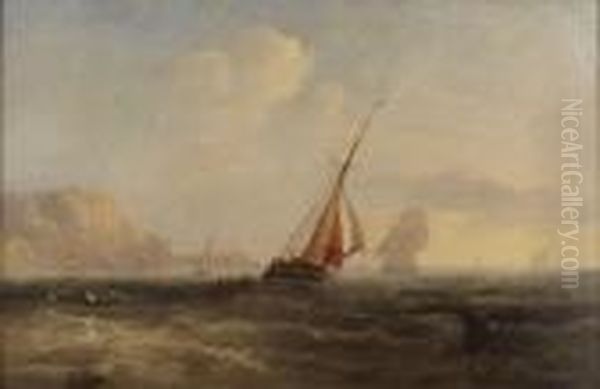 Off The English Coast Oil Painting by John Wilson Carmichael