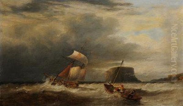 Shipping In A Stiff Breeze. Oil Painting by John Wilson Carmichael