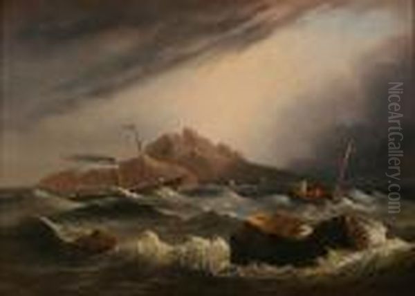 An Island Ferry Oil Painting by John Wilson Carmichael